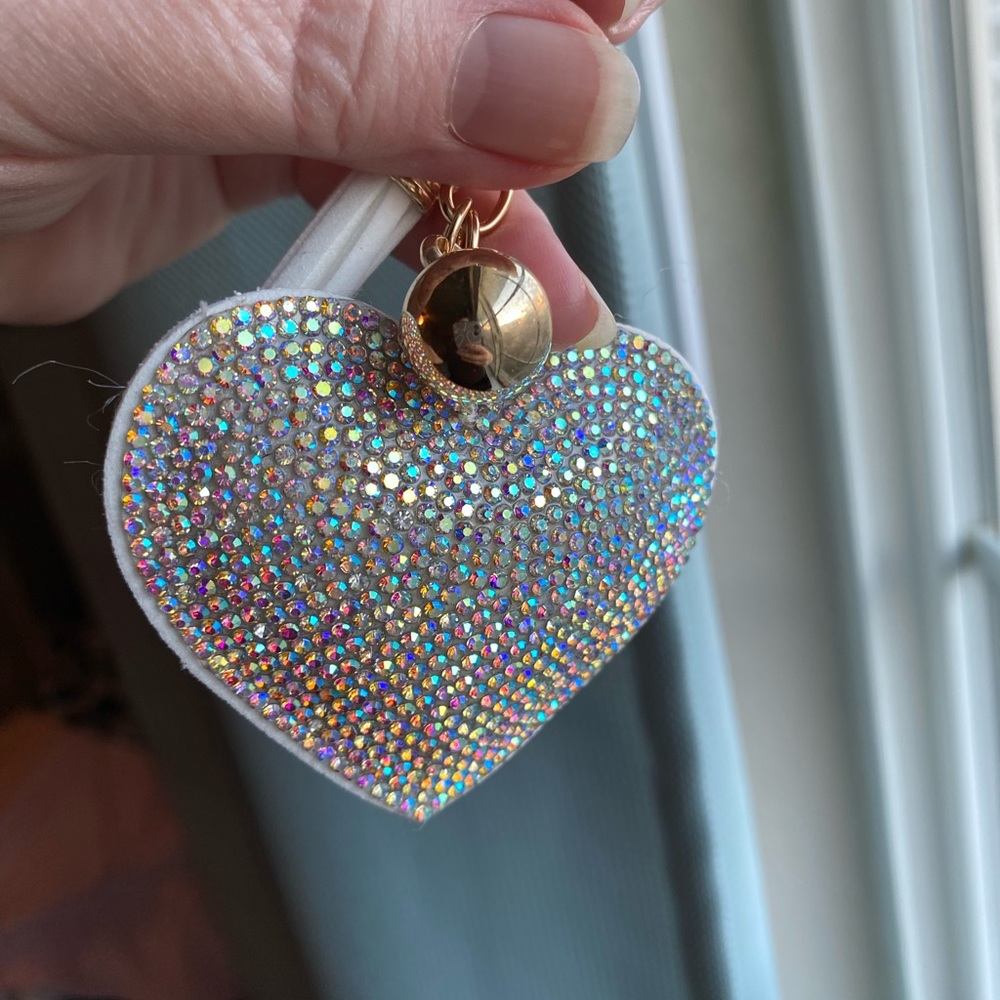 Bling Rhinestone Heart Puffy Key Chain Charm - Picture 5 of 5